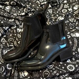 Shiny Black Ankle Boots